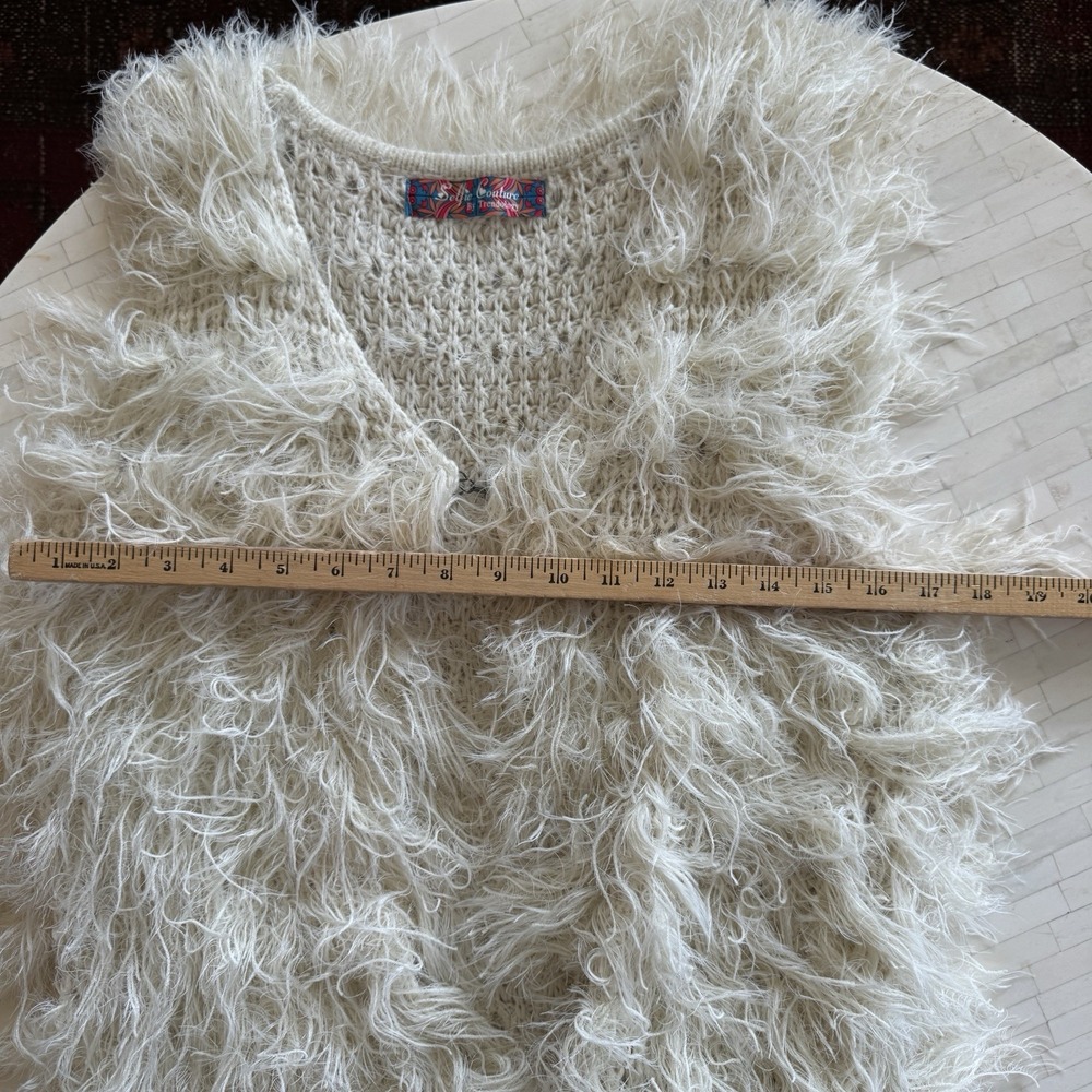 Selfie Couture by Trendology Festival Hipster Boho Fur Ramie Sleeveless Vest S/M - Picture 6 of 8